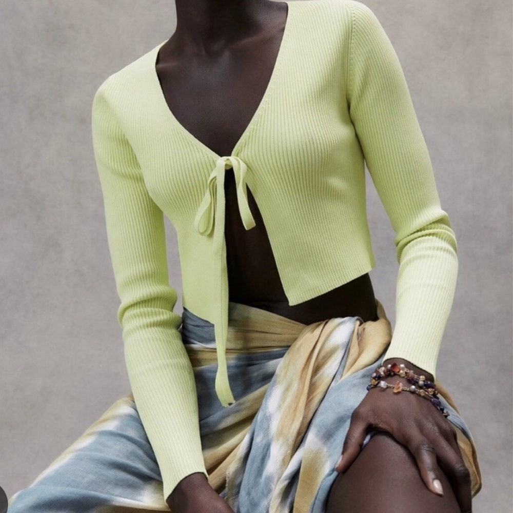 Zara - Knit Tie Cropped Cardigan